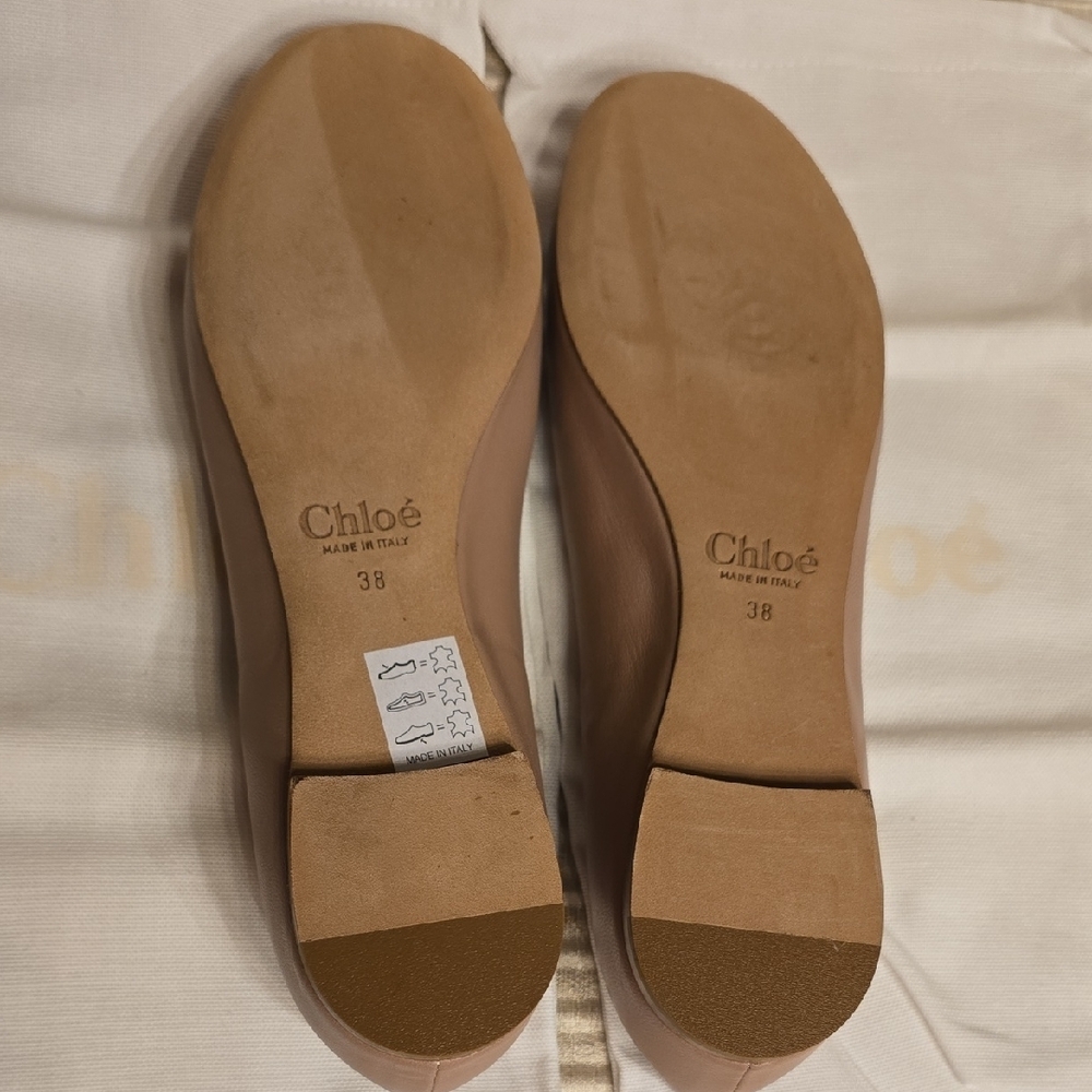 Chloe Pink Tea All Leather Scalloped Ballet Flats - Picture 7 of 15